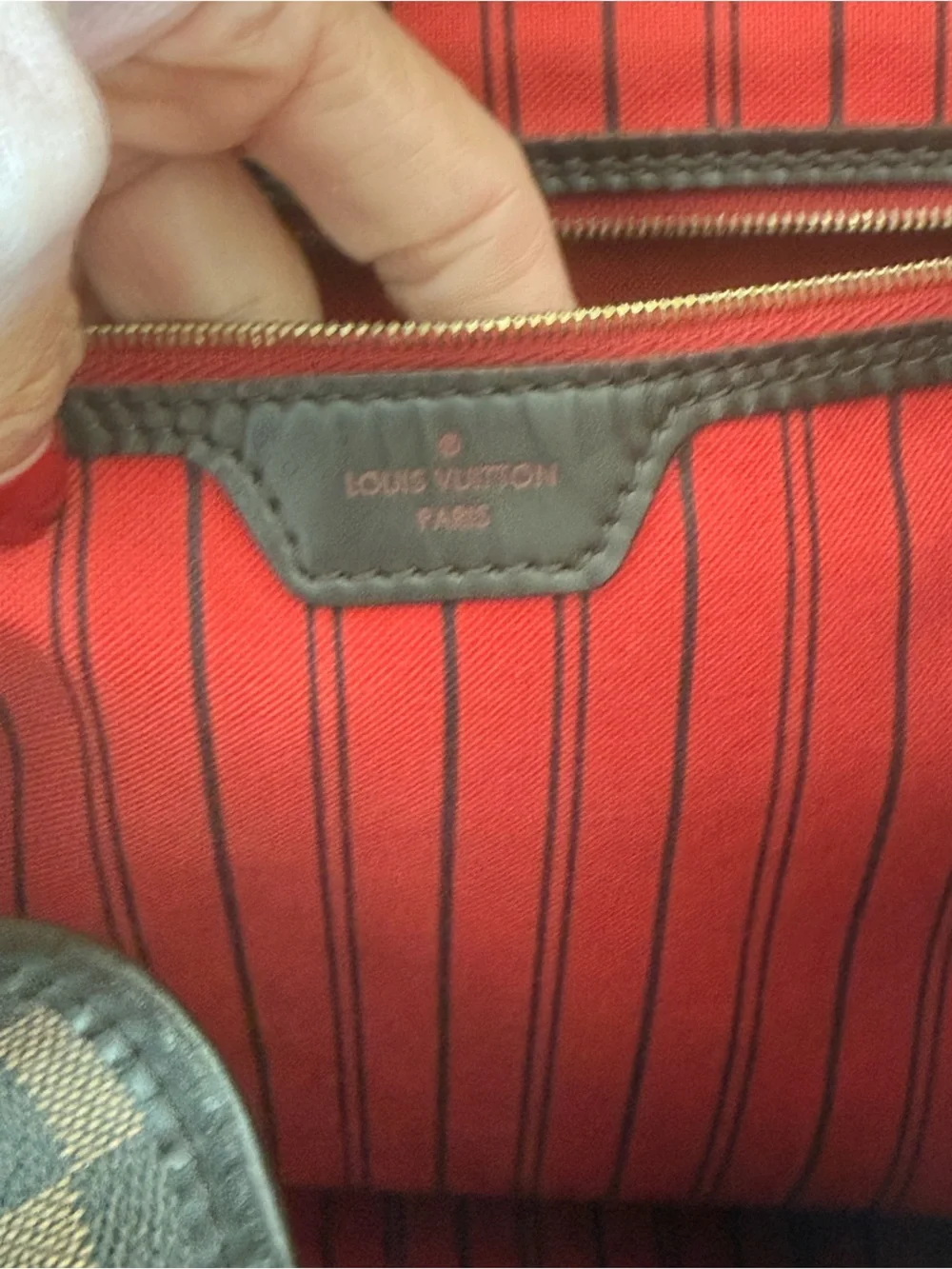 Louis Vuitton Damier Ebene Check Hobo with Gold-Tone Accent